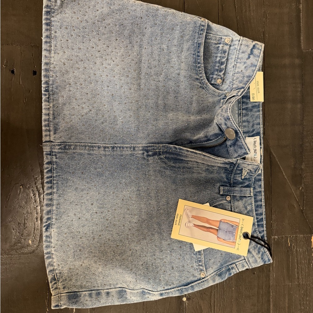 Light Blue Denim Shorts with sparkles